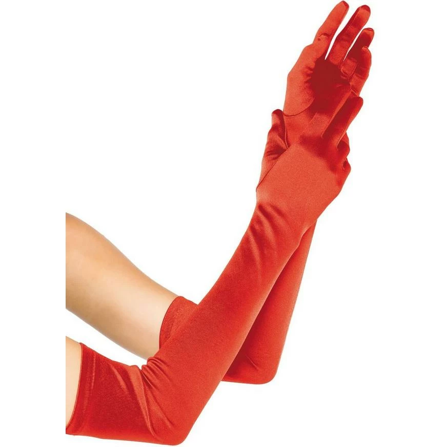 Adult Extra Long Red Satin Gloves 3 Adult Extra Long Red Satin Gloves