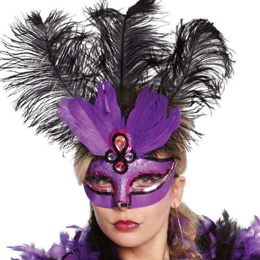 AMSCAN Purple Temptation Feather Masquerade Mask 4 AMSCAN Purple Temptation Feather Masquerade Mask - Image 2
