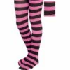 Child Fierce Pink & Black Striped Tights