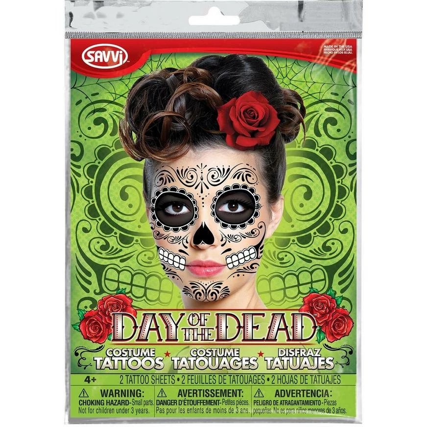Sugar Skull Face Tattoos 2 Sheets 5 Sugar Skull Face Tattoos 2 Sheets - Image 3