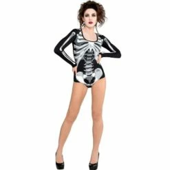 Adult Black & Bone Bodysuit - Skeleton