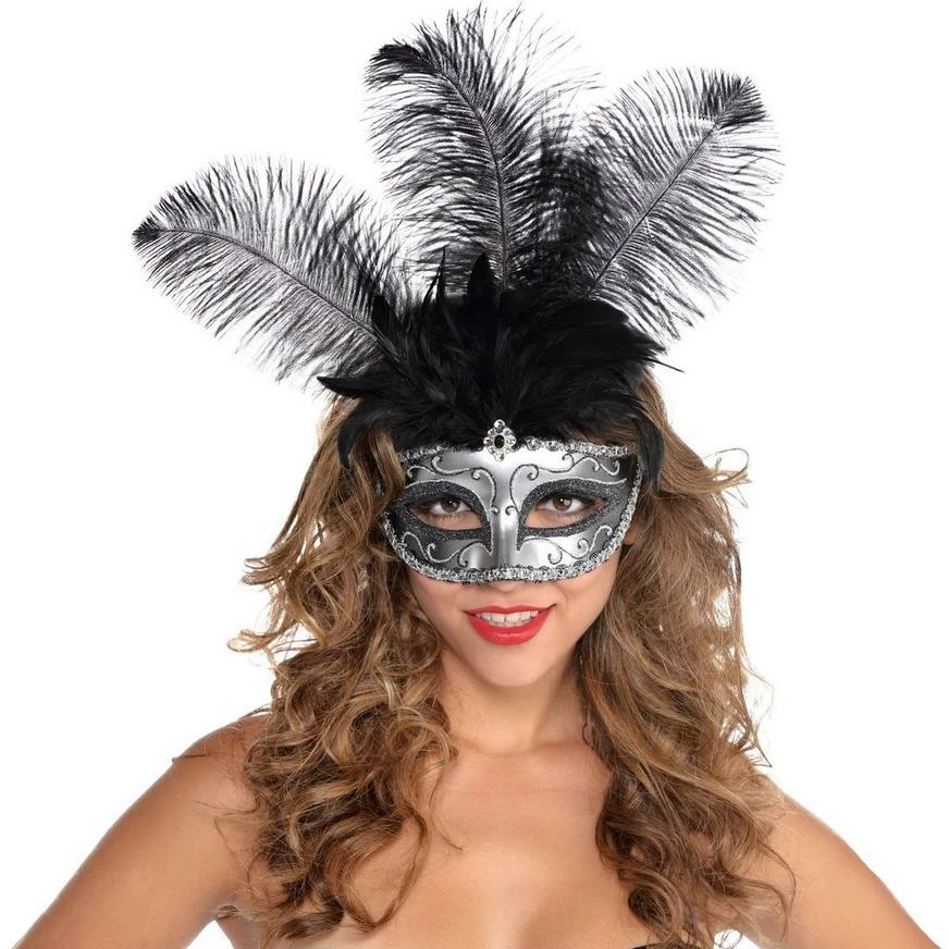 Silver Feather Dominance Masquerade Mask 3 Silver Feather Dominance Masquerade Mask