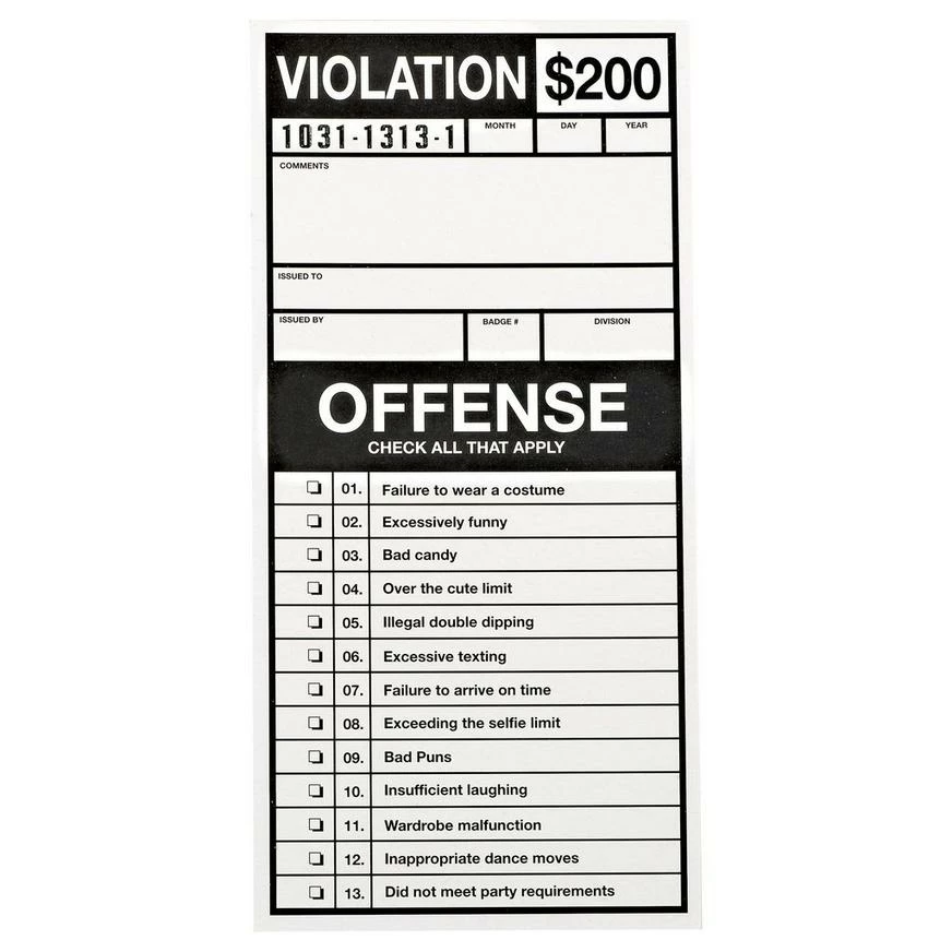Party Violation Tickets 15ct 3 Party Violation Tickets 15ct