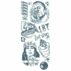 Black & Gray-Style Thug Temporary Tattoos, 12pc -Cosplay Store 2024 773463 02