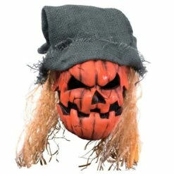 Adult Black Light Evil Pumpkin Face Mask