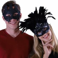 Acanthus Roman Couple's Mask Set - Black