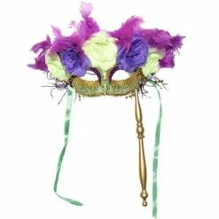 Light-Up Floral Masquerade Mask On A Stick