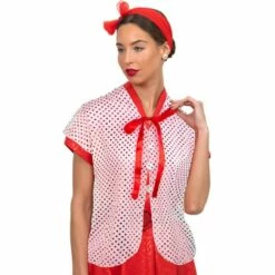 50s Red & White Polka Dot Capelet For Adults