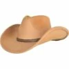 AMSCAN Tan Cowboy Hat With Faux Leather Trim, One Size -Cosplay Store 2024 921462