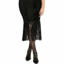 AMSCAN Black Sequin Roaring 20s High-Waisted Flapper Midi Skirt For Adults