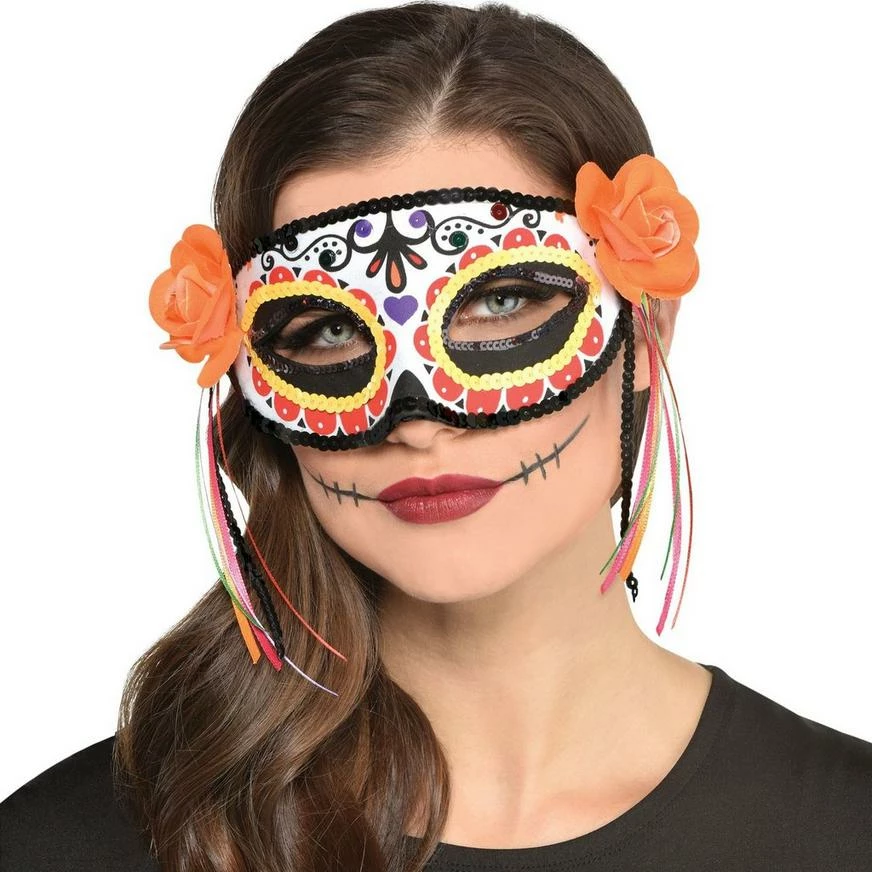 AMSCAN Day Of The Dead Calavera Fabric Eye Mask 4 AMSCAN Day Of The Dead Calavera Fabric Eye Mask - Image 2