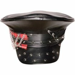 Studded Black Leather Punk Hat