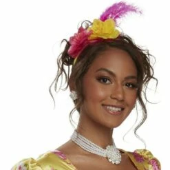 High Society Bright Pink & Yellow Fabric & Plastic Floral Headband