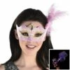 AMSCAN Adult Lavender & Gold Glitter Masquerade Mask With Light-Up Feathers 1 AMSCAN Adult Lavender & Gold Glitter Masquerade Mask With Light-Up Feathers -Cosplay Store 2024 942057