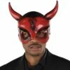 AMSCAN Adult Black & Red Horned Devil Plastic Half Mask -Cosplay Store 2024 942062