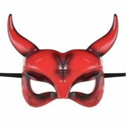 AMSCAN Adult Black & Red Horned Devil Plastic Half Mask -Cosplay Store 2024 942062 02
