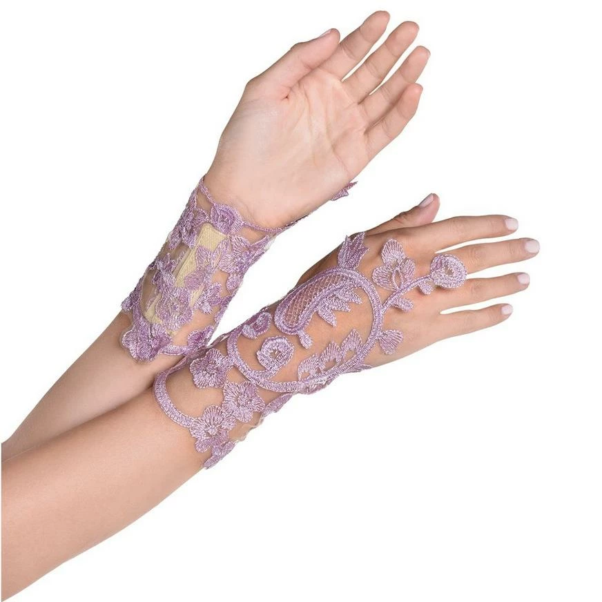 AMSCAN Adult Lavender Floral Embroidery Glovelettes, 2ct - Fairy 3 AMSCAN Adult Lavender Floral Embroidery Glovelettes, 2ct - Fairy