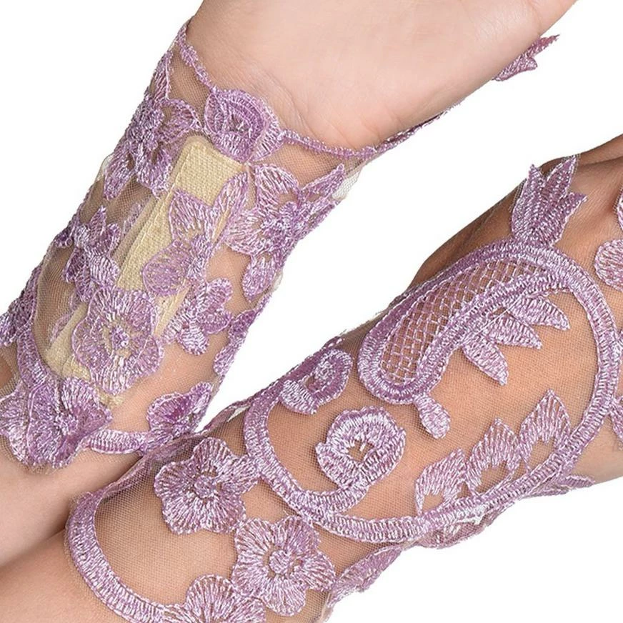 AMSCAN Adult Lavender Floral Embroidery Glovelettes, 2ct - Fairy 4 AMSCAN Adult Lavender Floral Embroidery Glovelettes, 2ct - Fairy - Image 2