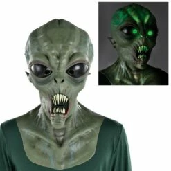 New Release 6 AMSCAN Adult Light-Up Spiked Teeth Alien Latex Mask