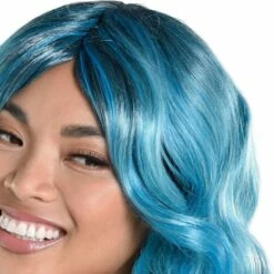 AMSCAN Blue Medium Length Curly Wig -Cosplay Store 2024 942145 02