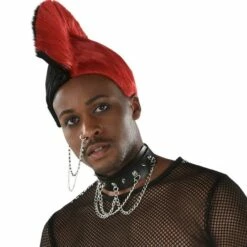 AMSCAN Black & Red Mohawk Wig