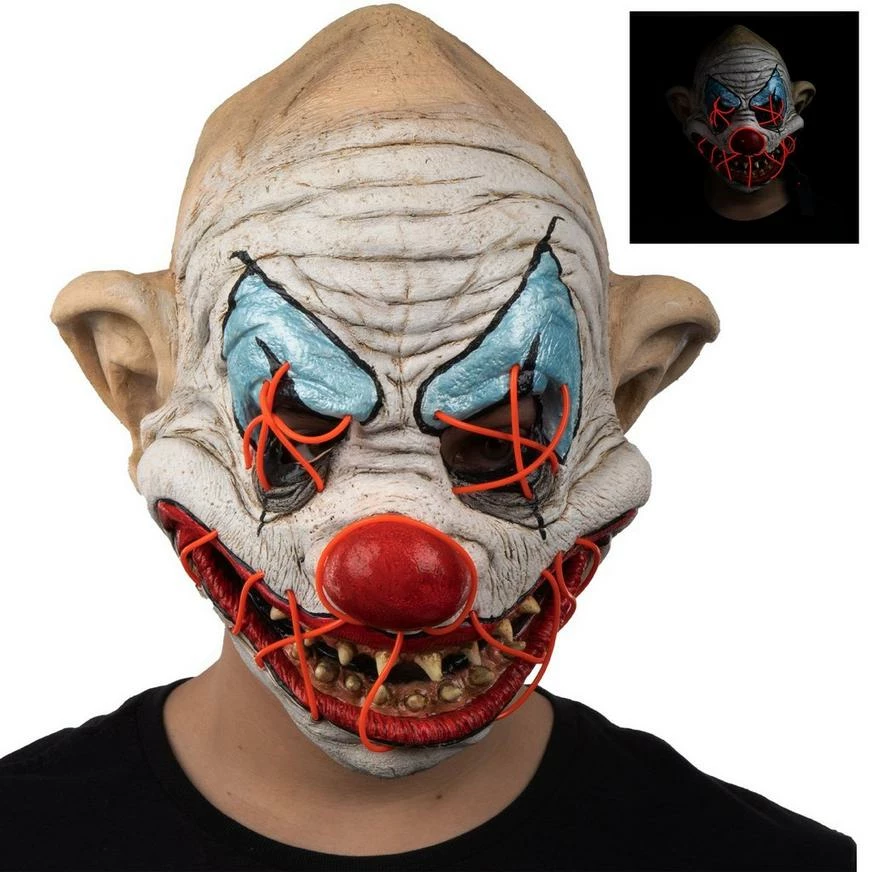 Adult Light-Up Creepy Clown Latex Mask 3 Adult Light-Up Creepy Clown Latex Mask