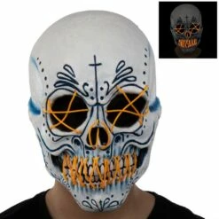 New Release 3 Adult Light-Up El Catrin Skull Latex Mask