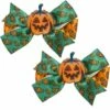 Green & Orange Jack-o'-Lantern Hair Bows, 2ct -Cosplay Store 2024 942793