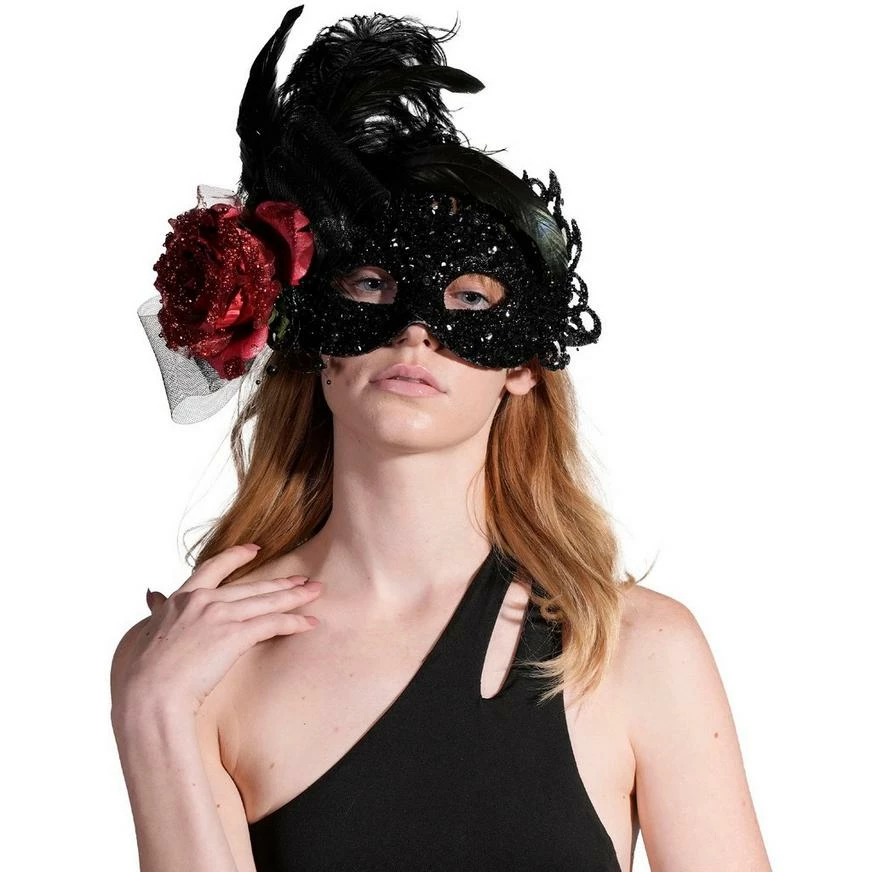 Adult Glittering Victorian Rose Masquerade Mask 4 Adult Glittering Victorian Rose Masquerade Mask - Image 2
