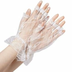 Adult White Lace Fingerless Gloves