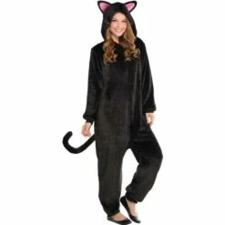 Adult Zipster Black Cat One Piece Costume
