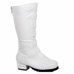 Child Superhero White Knee High Boots