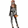 Adult La Muerta Day Of The Dead Skeleton Catsuit