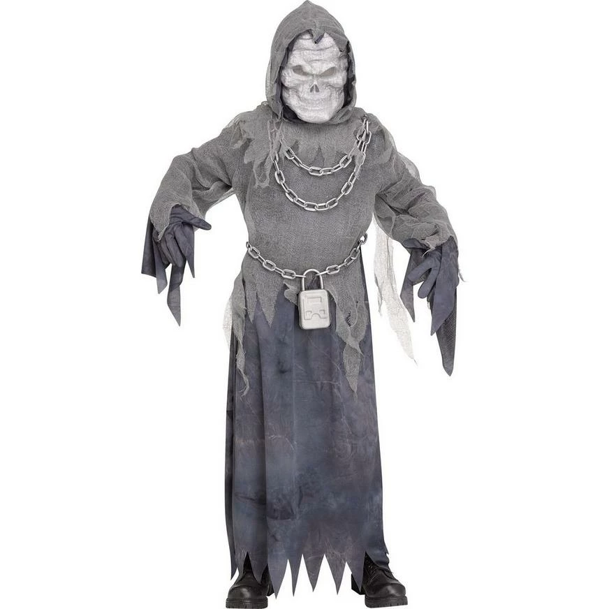 Child Chained Ghost Costume With Sound Effect 3 Child Chained Ghost Costume With Sound Effect