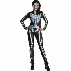 AMSCAN Black & White Skeleton Catsuit With Butterflies For Adults