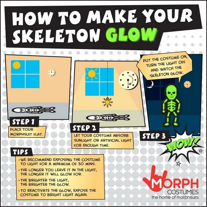 Glow-in-the-Dark Skeleton Morphsuit Costume For Kids 7 Glow-in-the-Dark Skeleton Morphsuit Costume For Kids - Image 5