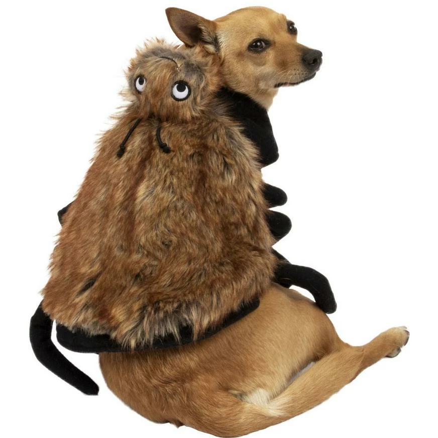 Brown Fuzzy Spider Halloween Costume For Dogs 3 Brown Fuzzy Spider Halloween Costume For Dogs