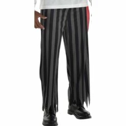 Adult Black & Gray Striped Pirate Pants