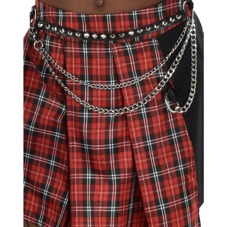 AMSCAN Adult Red Plaid Pleated Skirt With Chain Belt - Punk 4 AMSCAN Adult Red Plaid Pleated Skirt With Chain Belt - Punk - Image 2