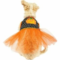 Black & Orange Dot Jack-o'-Lantern Dog Tutu Dress